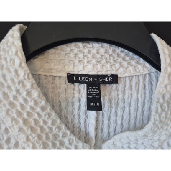 New Eileen Fisher White Textured Stand Collar Full Zip Jacket XL - Picture 6 of 8